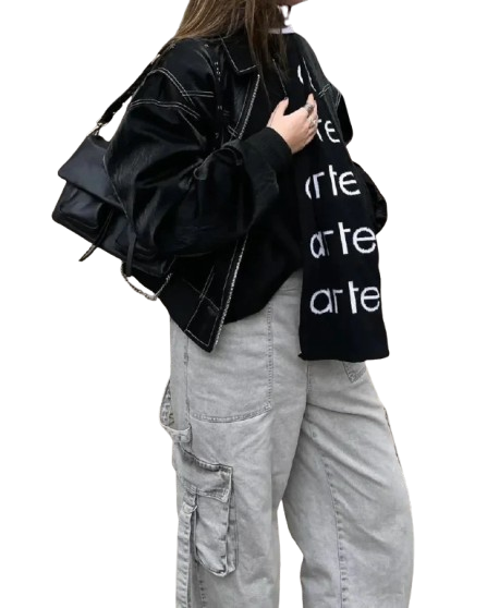 Leather Look Viral Bomber Jacket