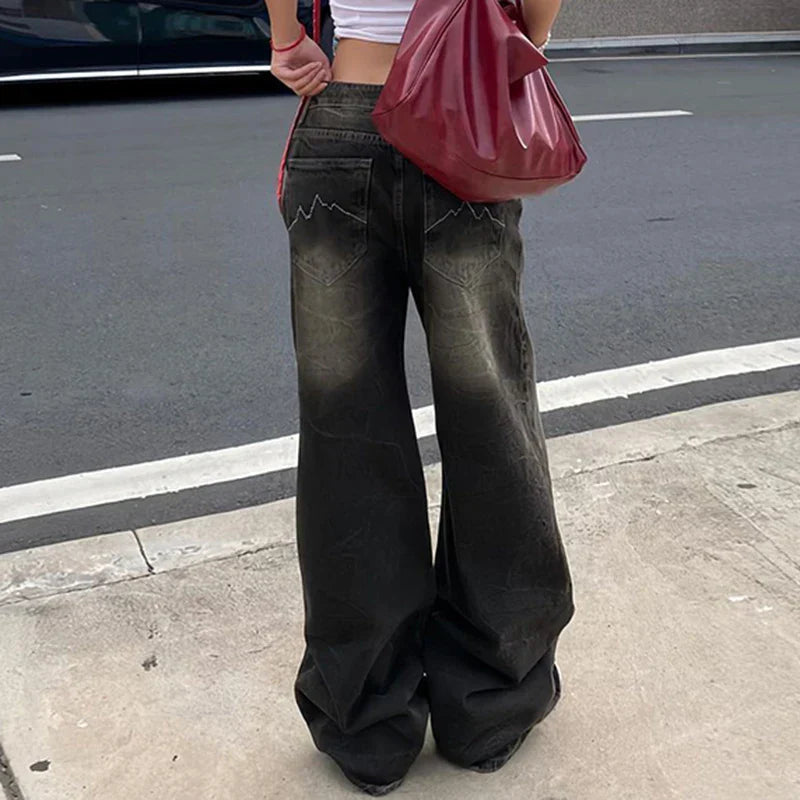 Washed Black Wide-Leg Jeans